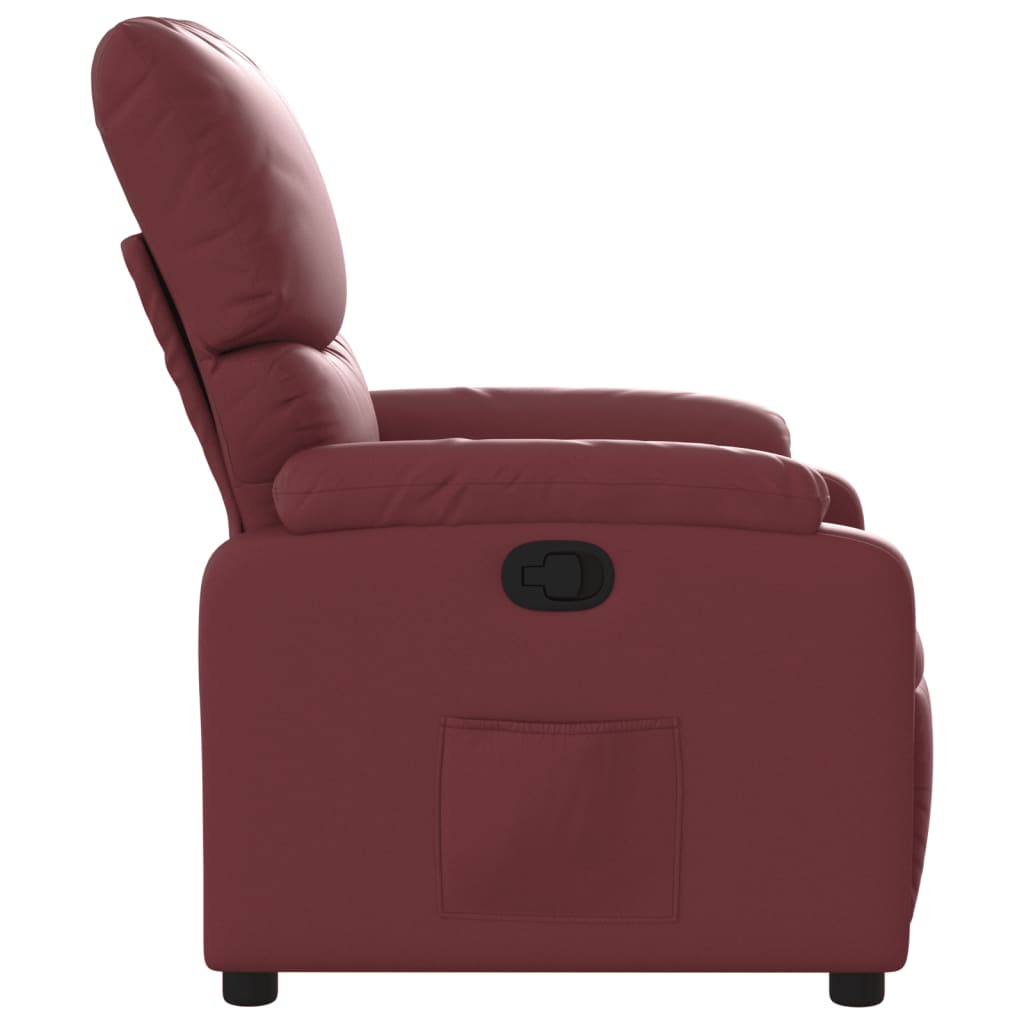 Recliner Chair Burgundy Synthetic Leather