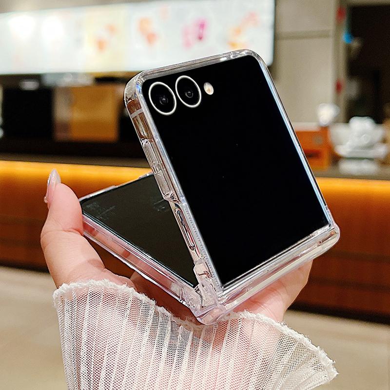 Модный чехол с полосками и уткой для Samsung Galaxy Z Flip 8 7 FE 6 5 4 Z Flip8 Flip7 Flip6 Flip5, шарнирный, прозрачный, из поликарбоната, тонкий, жесткий, складной чехол для телефона