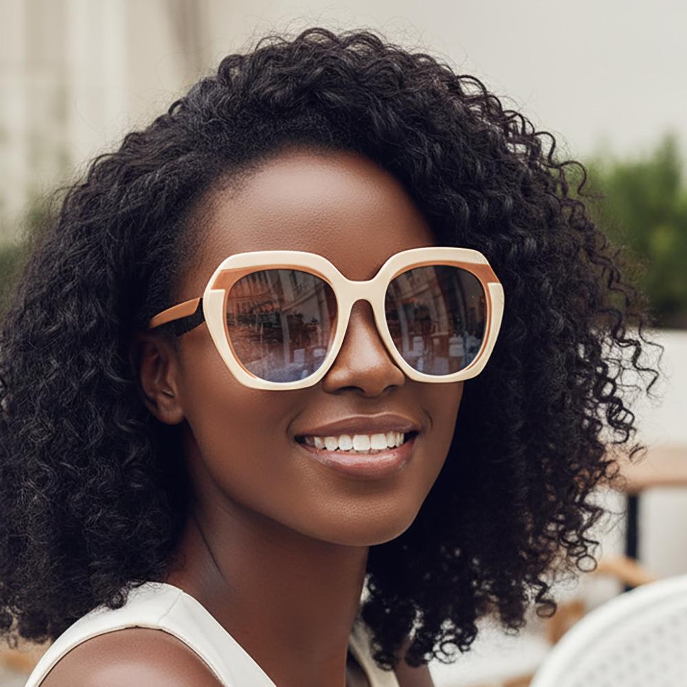 European and American new large-frame personalized color matching sunscreen advanced sunglasses elegant simple and versatile street sunglasses women