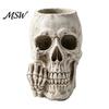 Funny Middle Finger Skull Gothic Planter with Design, Resin Skeleton Flower Pot Cool Indoor Outdoor for Succulents, Plant Ornament Halloween
