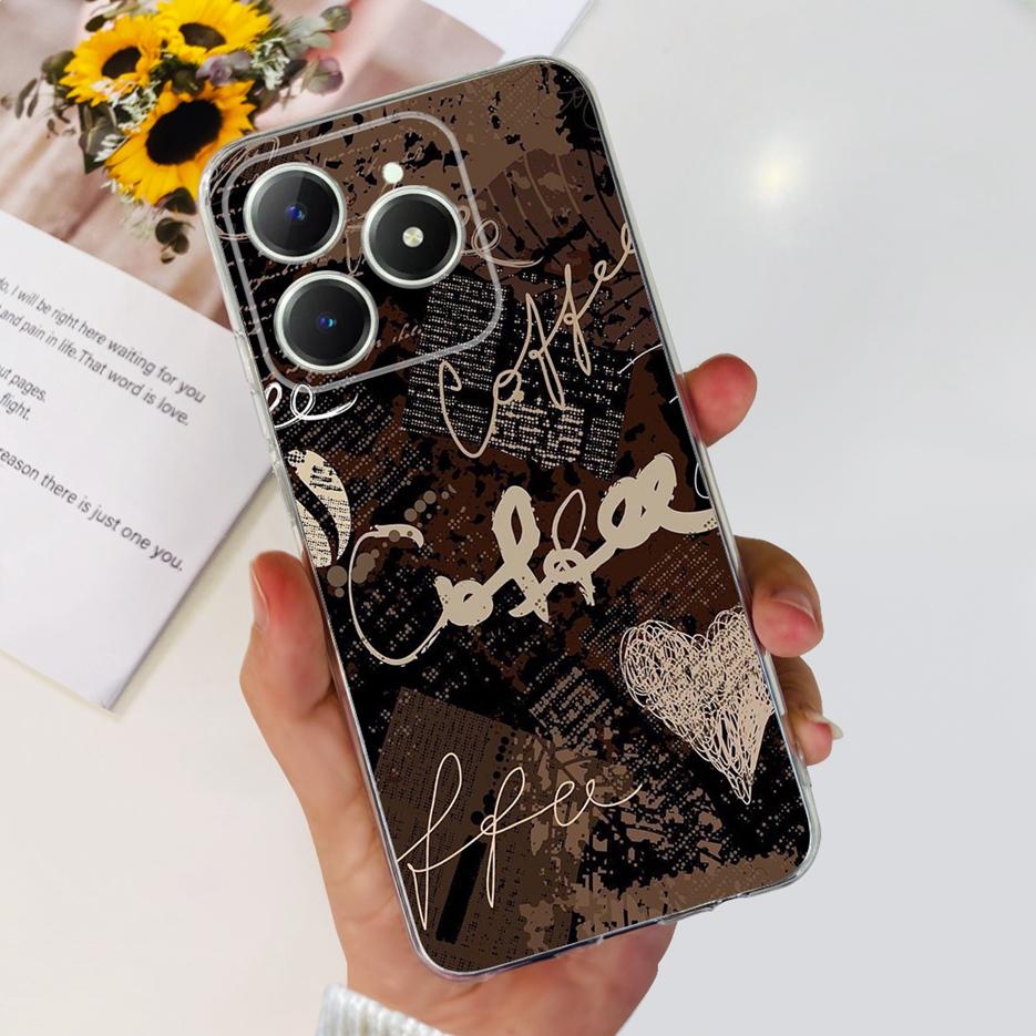 For Realme C61 Case RMX3939 Cute Panda Cartoon Painted Cover Soft Slim Phone Case For Realme C63 C 61 RealmeC61 RealmeC63 Bumper