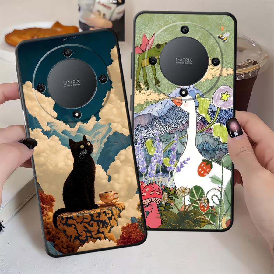 Мультяшная Утка Кошка Чехол для Телефона для Honor X7 90 X8 Magic5Lite 70 X6 X5b 8X X9a 200 400 Lite