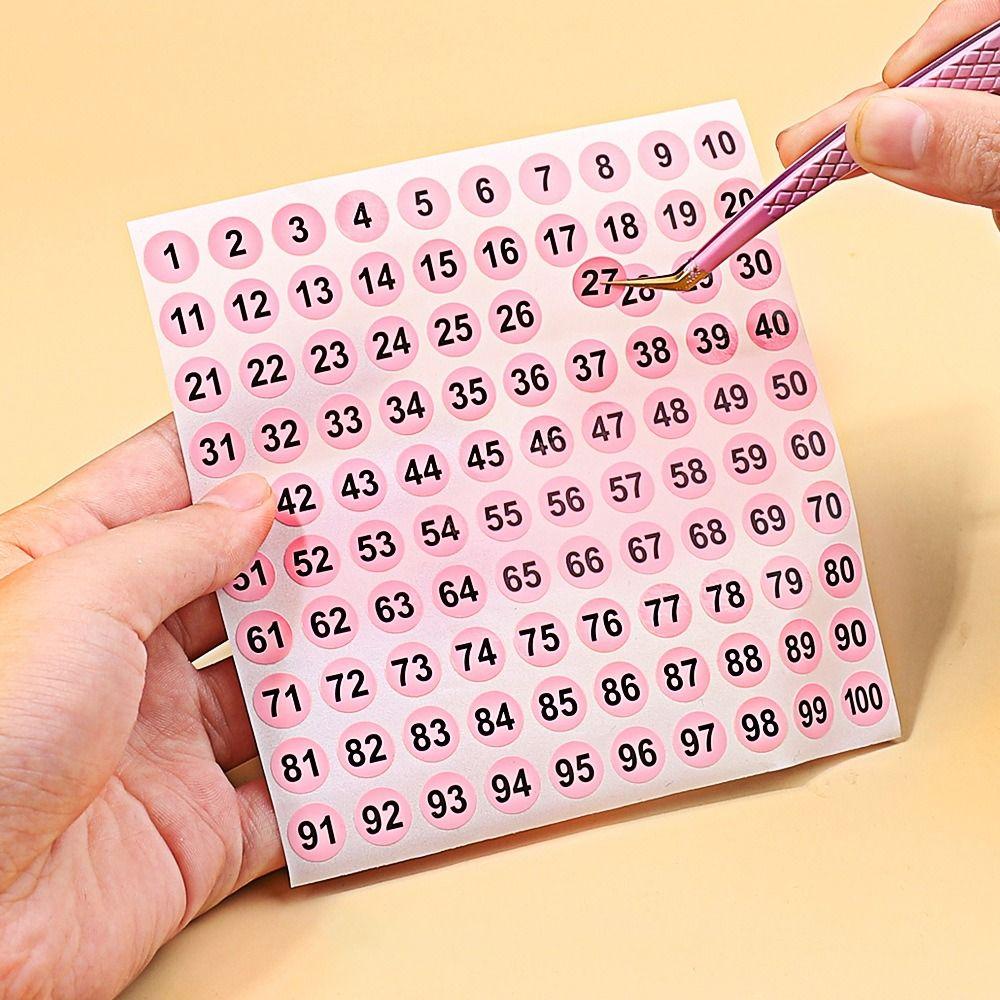 100Sheets 1-100 Labels Number Stickers Nail Polish Color Sorting Stickers Lipstick Color