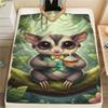 1PC Cute-style animals Print FlAannel Blanket, High quality Comfortable for All Seasons, Home Decor, Warmth and Comfort
