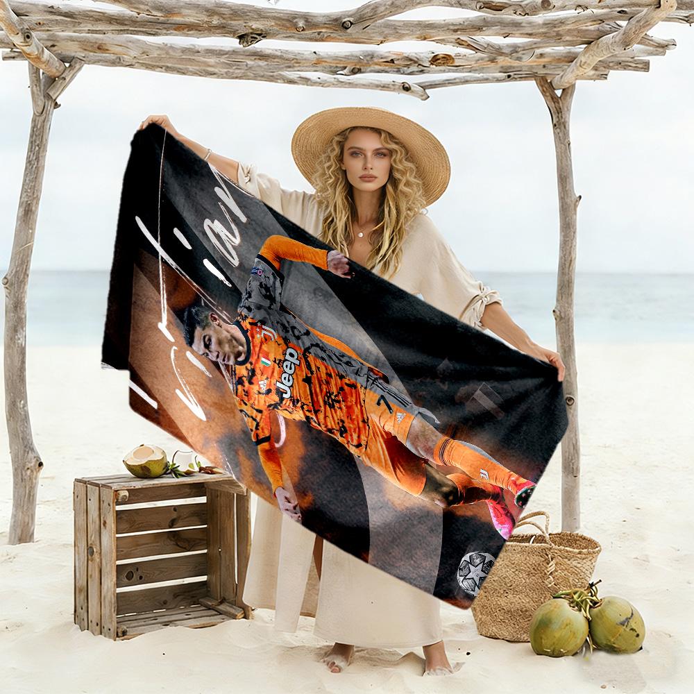 Full Moon Soccer Player Beach Towel Soft Durable Quick-Dry Comfortable Lightweight
