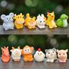 Mini Chinese Zodiac Animal Statue Colorful Resin Dragon Rabbit Miniature Figurine Cute Zodiac Ornament Home Decor
