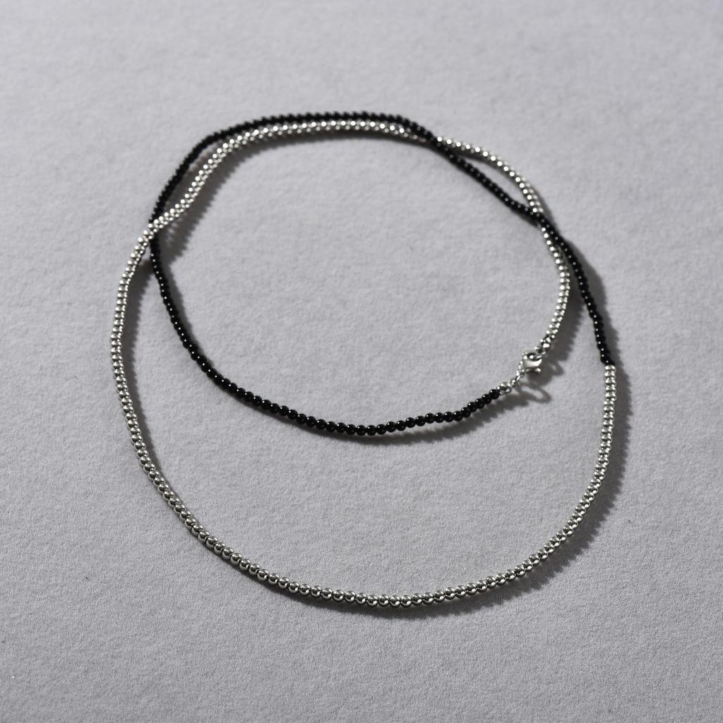 Персонализированная Модная Уникальная Черная Агатовая Контрастная Цветом Серебряная Пшеничная Бусина Жемчужная Нить Нишевый Дизайн Высококачественное Ожерелье Женское