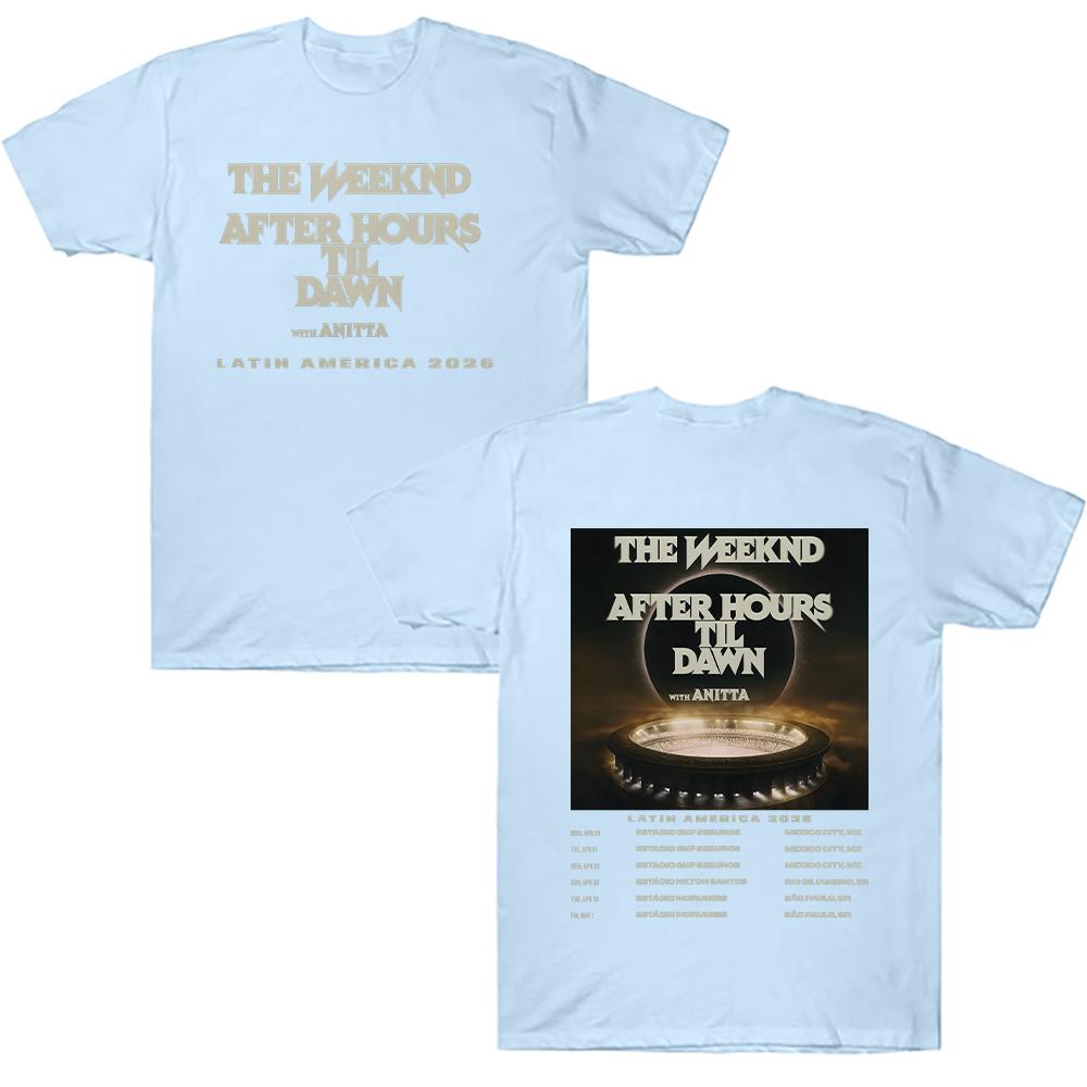 Латинская Америка 2026 Тур TheWeeknd Футболка Графическая Хлопковые Футболки Винтажные 90-е Хип-Хоп Готическая Футболка Повседневная Унисекс Свободная Футболка