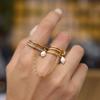 Wanxing 18K Золотое Кольцо из Нержавеющей Стали, Многослойное, Штабелируемое, для Женщин - Европейский и Американский Нишевый Дизайн.