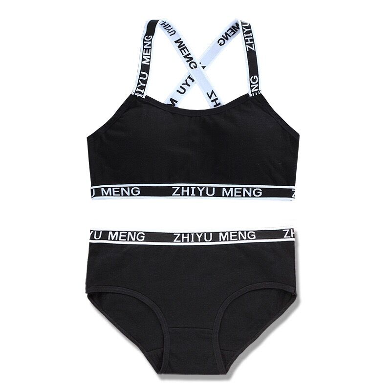 Нижнее белье для девочек-подростков Комплект бюстгальтера с мягкой подкладкой из хлопка с буквенным принтом для молодых девушек для занятий йогой, спортом, бегом