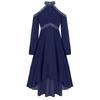 Girls Elegant Party Gown Halter Off Shoulder Long Sleeve High Waist Ruffled Irregular Hem Fake Diamond Design Dress