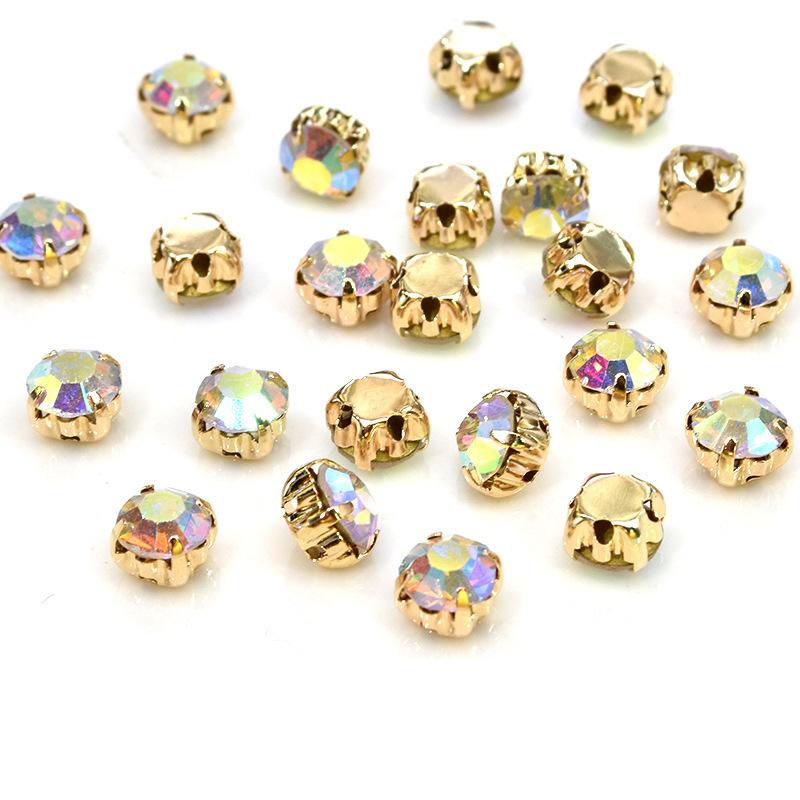 Стразы одиночные коготь цветной коготь дрель круглая полая сделай сам свадебное платье хрустальные коготь дрель аксессуары стразы пришиваем бусины