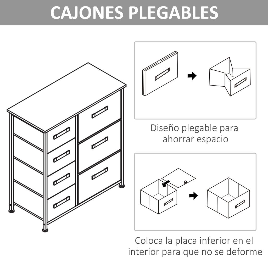 7-Drawer Fabric Chest of Drawers Multifunctional Storage Cabinet for Bedroom Living Room Hallway 63.5x30x71 cm Grey
