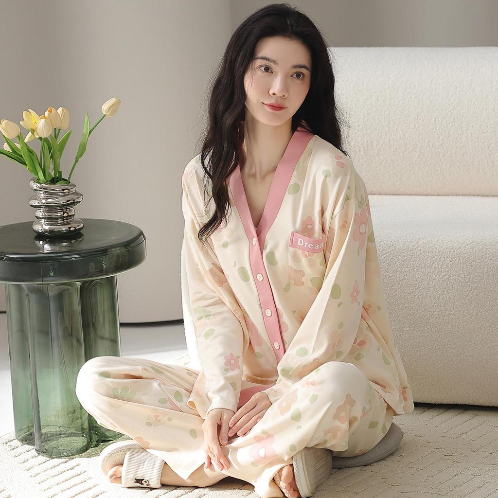 Женская пижама из 100% хлопка с длинным рукавом, 2025: Идеально для осени, зимы и весны, можно носить на улице, домашняя одежда из 100% хлопка в стиле кимоно