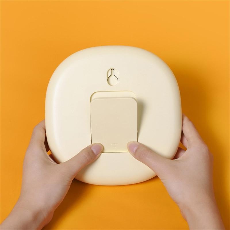 Bubble Shape Table Clock with Bracket ABS Quiet Creamy Yellow Battery Operated Wall Hanging Clock Home Decors Gifting