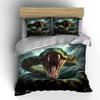 Giant serpent with open jaws Print Bedding Set 1 Duvet Cover 2 Pillowcases for Adult and Children Luxury Gift Full Size