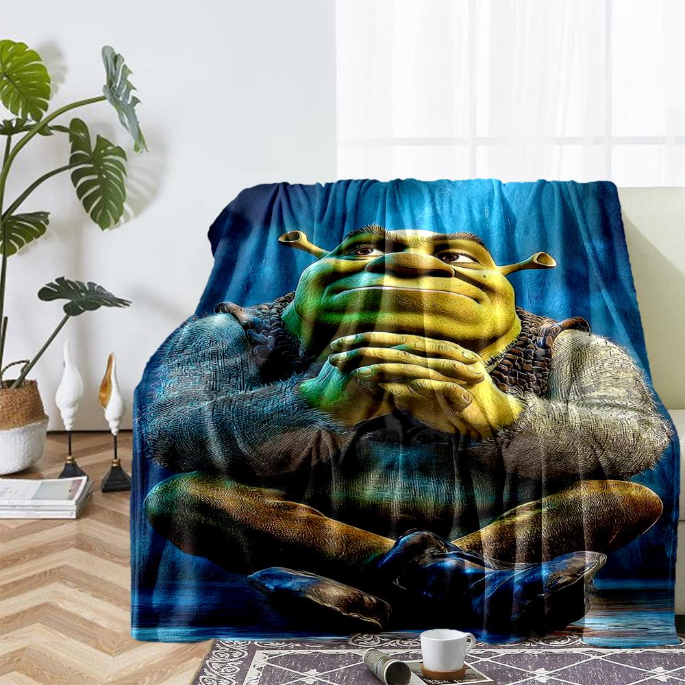 Shrek Theme Printed Blanket - Perfect for Couch, Bed, Travel & Outdoor Use | Machine Washable, Cozy & Durable.