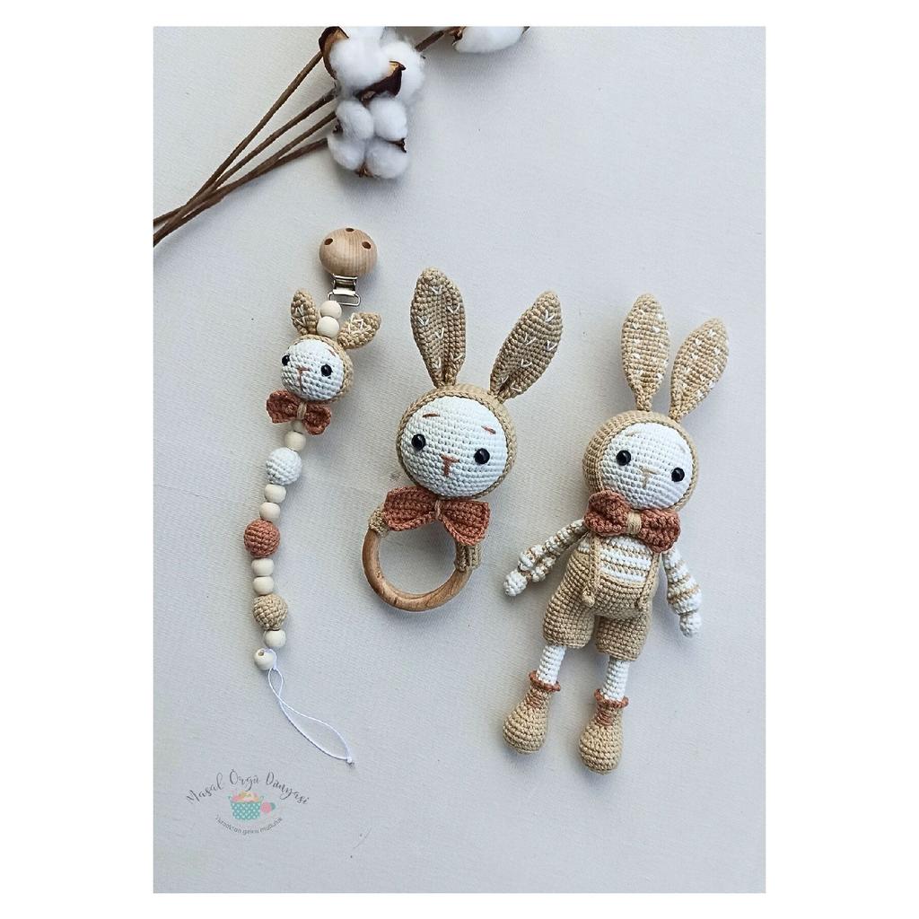 Amigurumi Rabbit Toy - Teether And Pacifier Chain/strap
