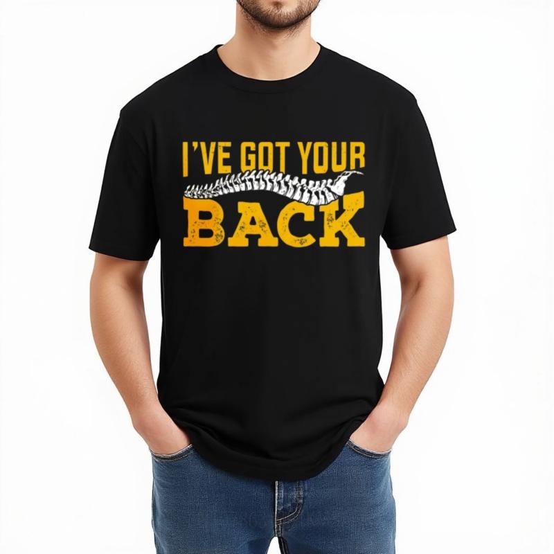 Soft Teeshirts Boys O Neck Tshirt Oversized Ive Got Your Back With Spine Design Retro Teenagers Tee Shirt Solid Color Tshirt