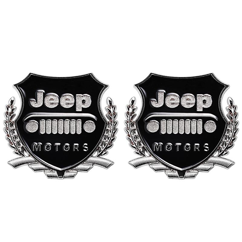 2Pcs Metal Emblem Sticker Car Badge Decoration Decals For Jeep Wrangler Rubicon Renegade Compass Grand Cherokee Patriot Liberty