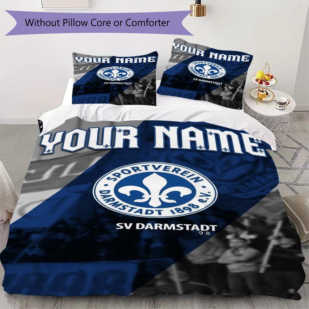 Custom Name SV Darmstadt 98 Pattern Bedding uilt Set uilt Cover Pillowcase Home Decoration Birthday Gift (1*duvet cover+2*pillowcase without core)