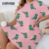 Summer Women's Plus Size Homewear Nightgown Dinosaur Printed Short Sleeve Comfortable Casual Sexy Dress