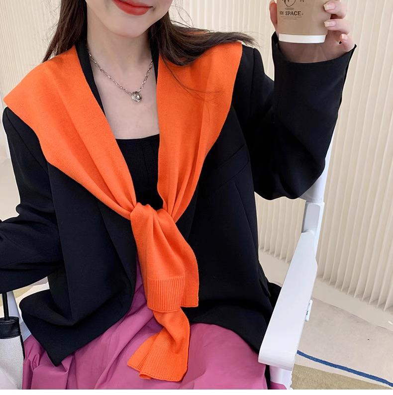 Trendy Korean Style Women's Air-Conditioned Knitted Shawl – Red Sleeveless Vest for All Seasons with Neck Protection