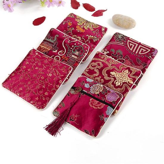 Great Super Soft Fabric Coin Bag Small Jewelry Embroidery Organizer Pouch for Office