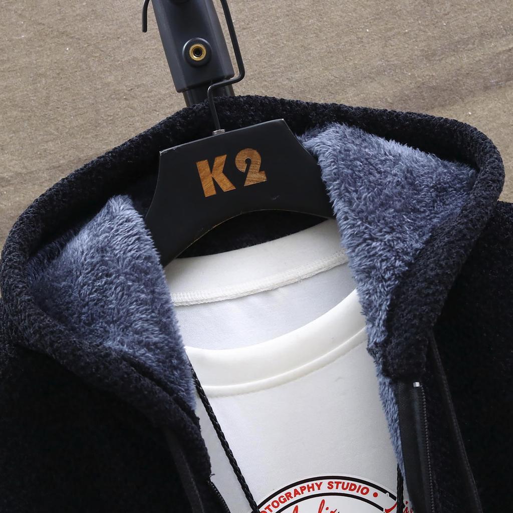 Autumn And Winter Men's Fashion Loose Cardigan Warm Lapel Hooded Jacket Sweater