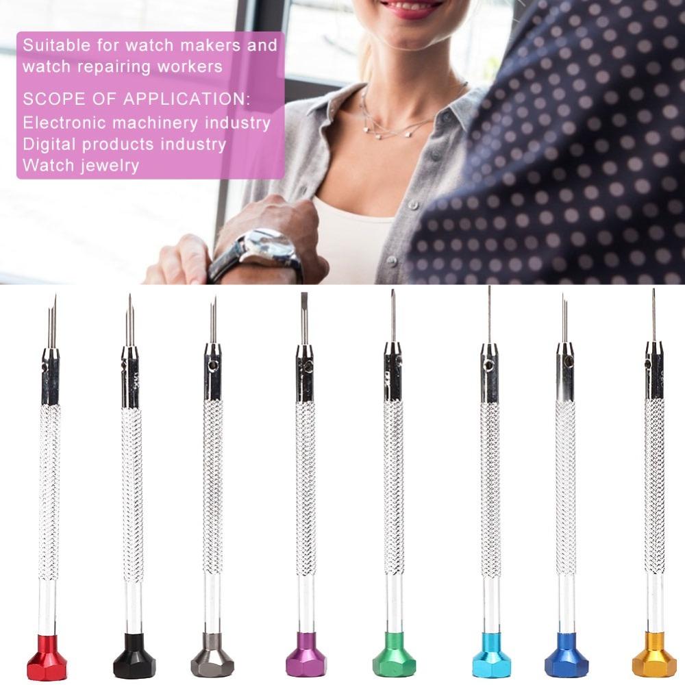 Набор из 8 шт. стальных часовых отверток, шлицевые, для ремонта часов