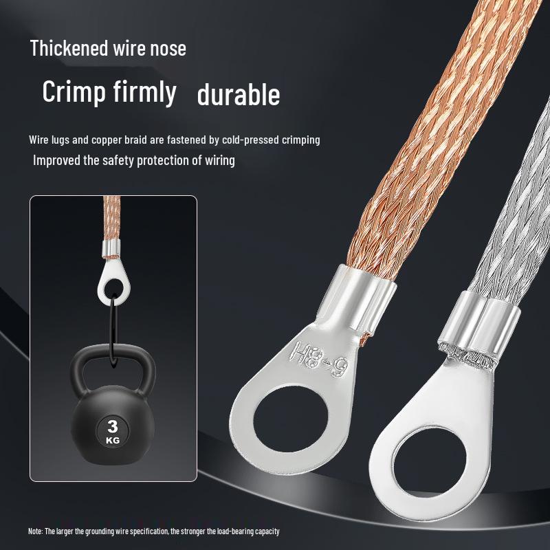 Tinned Copper Braided Strap Grounding Jumper for Cable Tray and Distribution Box Door