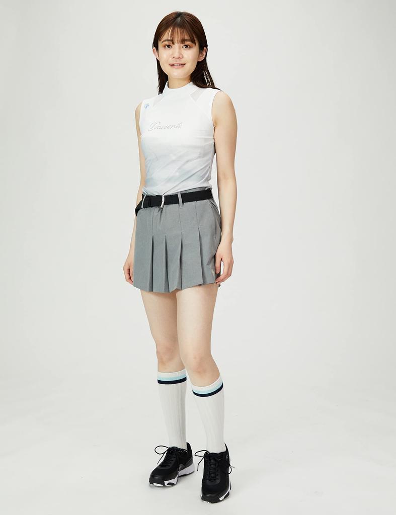 Рубашка для гольфа с коротким рукавом и воротником-стойкой, без рукавов, впитывающая пот, быстросохнущая, с кристаллами, высокого качества, класса люкс DGWTJA02 GY00 S [DESCENTE GOLF] [LUXE