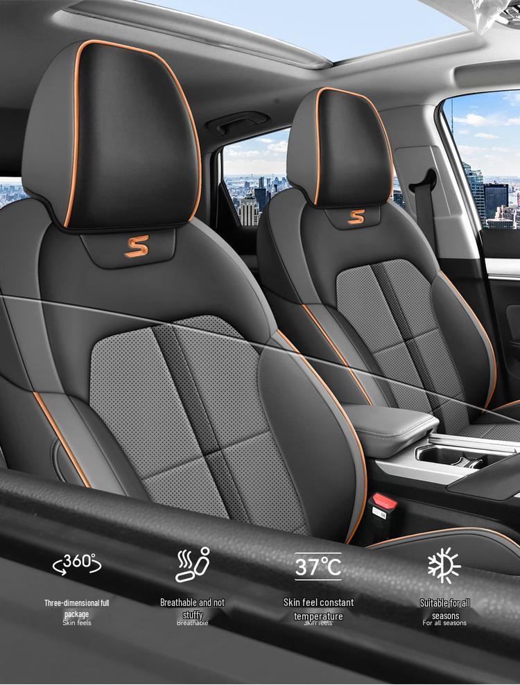 Bin Yue 5-Seater Perforated Leather Car Seat Cushion - All-Season Universal Fit