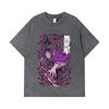 275 GSM Washed T-shirts 100% Cotton Demon Slayer V83 Kokushibo Print Unisex Heavy Cotton T Shirt