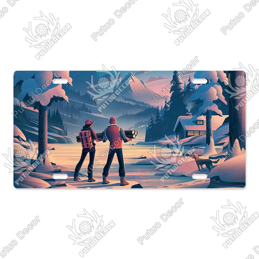 Putuo Decor Illustrations Licenses Plate Tin Sign Plaque Metal Decorative Plate for Car Living Room Door Home Wall Decor