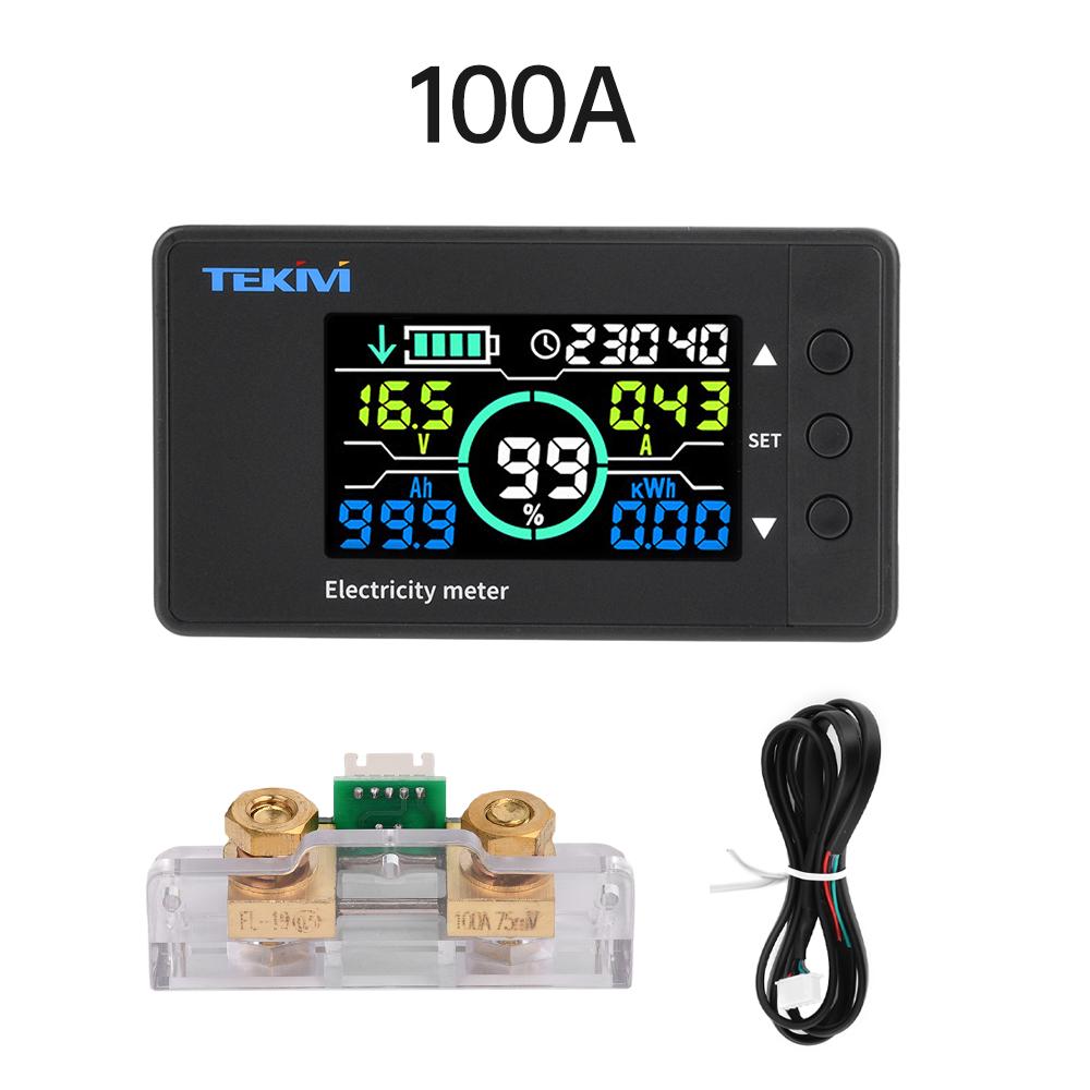 DC 7.5~100V Voltage Ammeter Power Meter Power Indicator Vehicle Lithium Iron Phosphate Bidirectional Detection Coulomb Meter