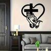 Praying Hands Wall Sign Christian Heart Metal Wall Art Sign Black Finish Religious Decorative