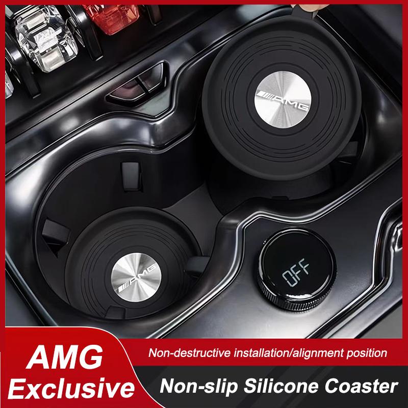 2Pcs Car Emblem Water Cup Pad Insulated Coasters Mat For Mercedes Benz AMG W203 W205 W206 W211 W220 W212 W201 W210 W108 W168 GLE z14