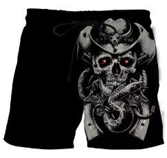 Beach Shorts Men's 3D Skull Print, Informal Sports Shorts, Comfortable Surf Shorts for Summer