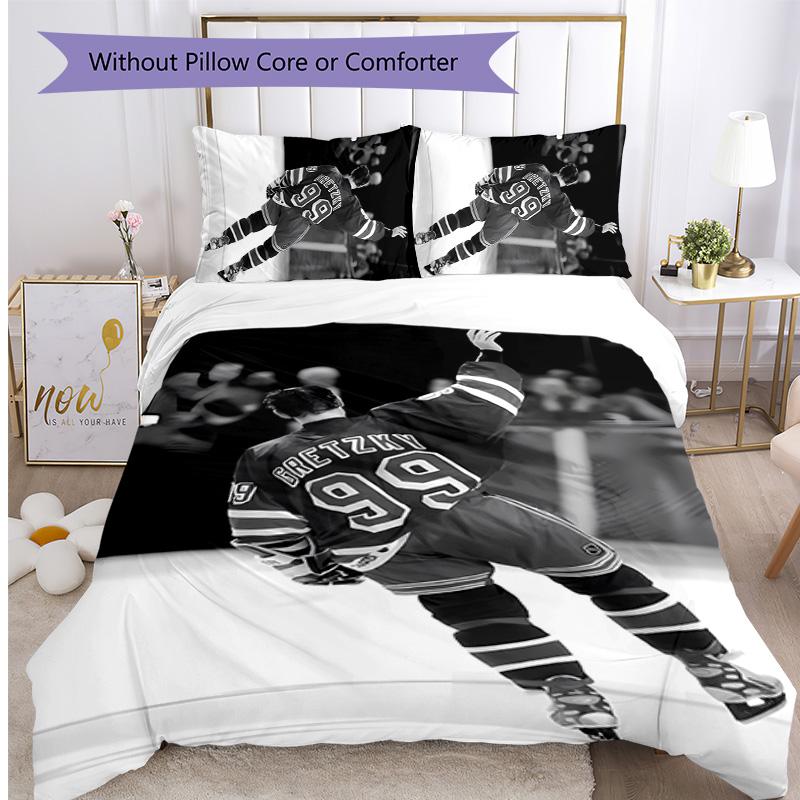 Wayne Gretzky Printed 3PCS Bedding Set Soft Breathable Duvet Cover Pillowcases Set Washable Bedroom Decor Home Gift
