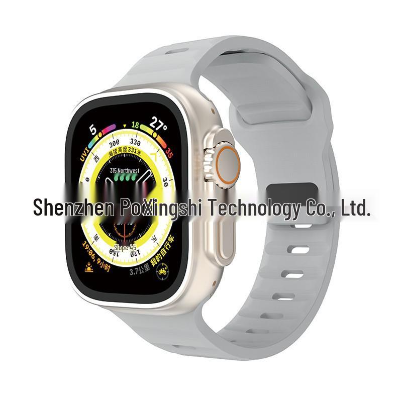 iWatch7 Diamond Buckle Horizontal Stripe S9 Silicone Strap for Apple Watch 8/Ultra