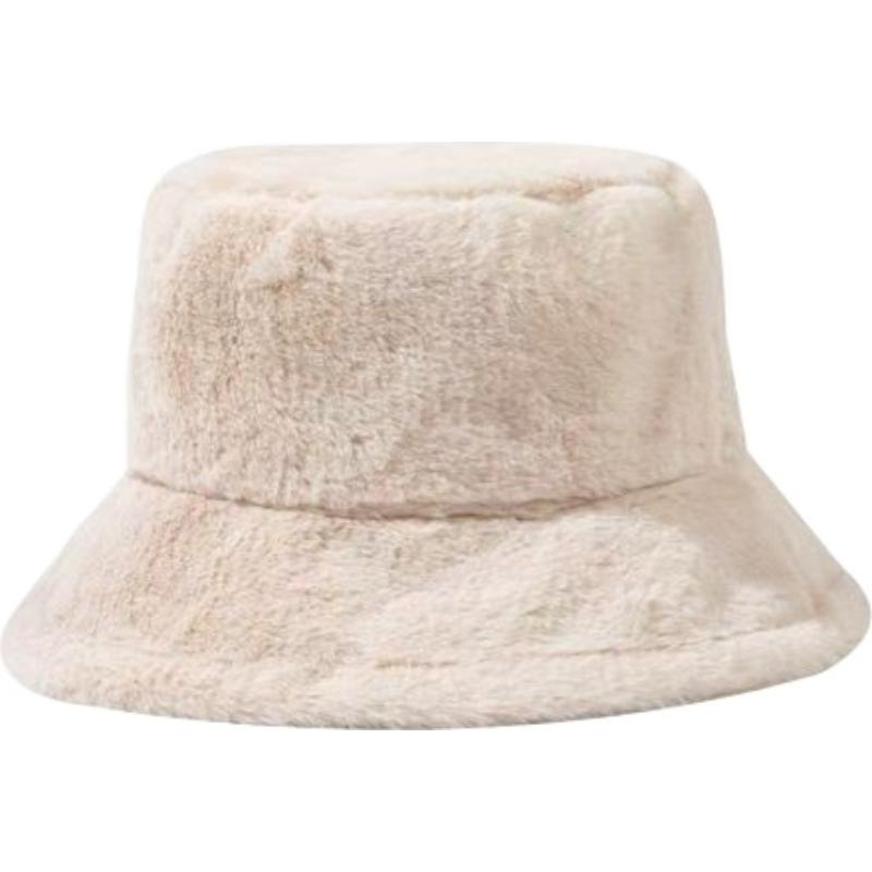 Faux Fur Winter Bucket Hat for Women Girls Fuzzy Soft Warm Hat Women's Furry Rave Fisherman Cap for Casual Trips Sports Skiing