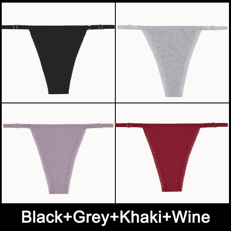 4PCS/Set Adjustable Waist Sexy G-string Panties Cotton Women's Underwear Girl Female Pantys Bikini Lady Thongs Lingerie