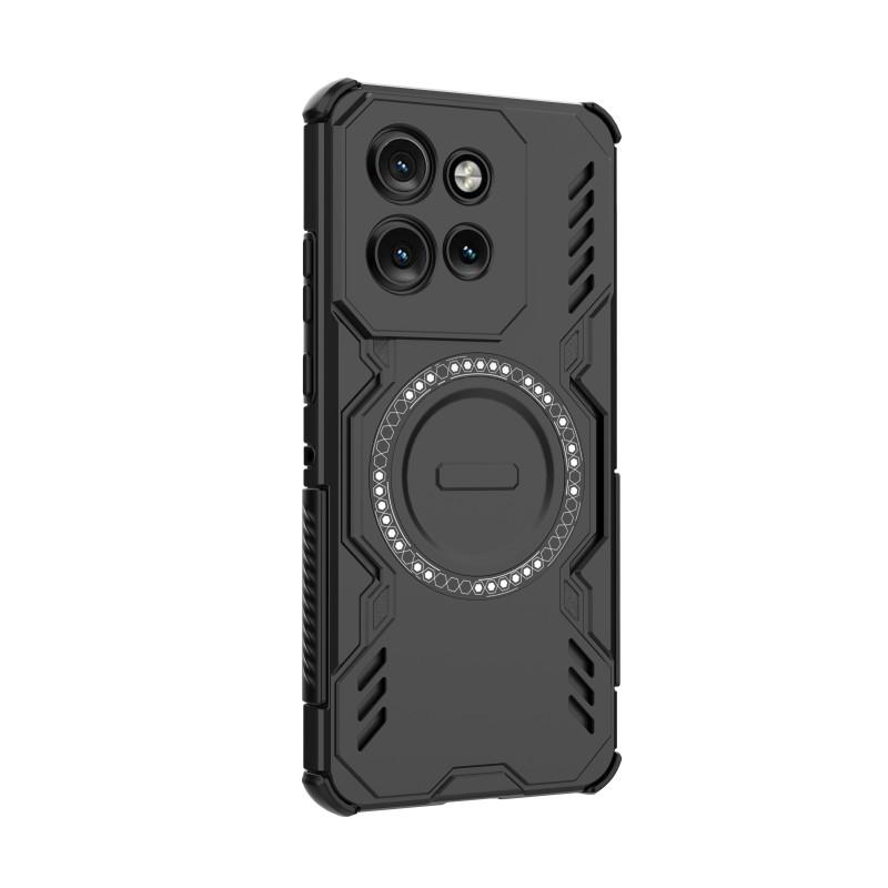 Магнитный чехол для Motorola Edge 50 Neo 5G серии WANLONFENG DJ, чехол для телефона из ПК и ТПУ с 2 шт. пленки из закаленного стекла