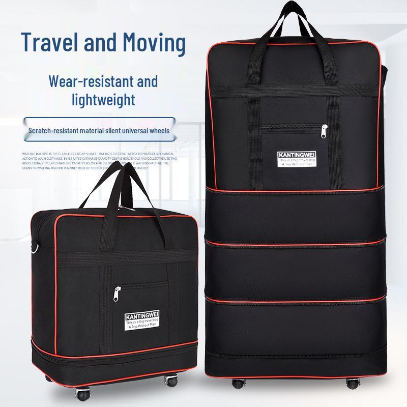 Водонепроницаемый дорожный чемодан из ткани Оксфорд - Большая вместимость, сумка для сдаваемого багажа для переезда за границу