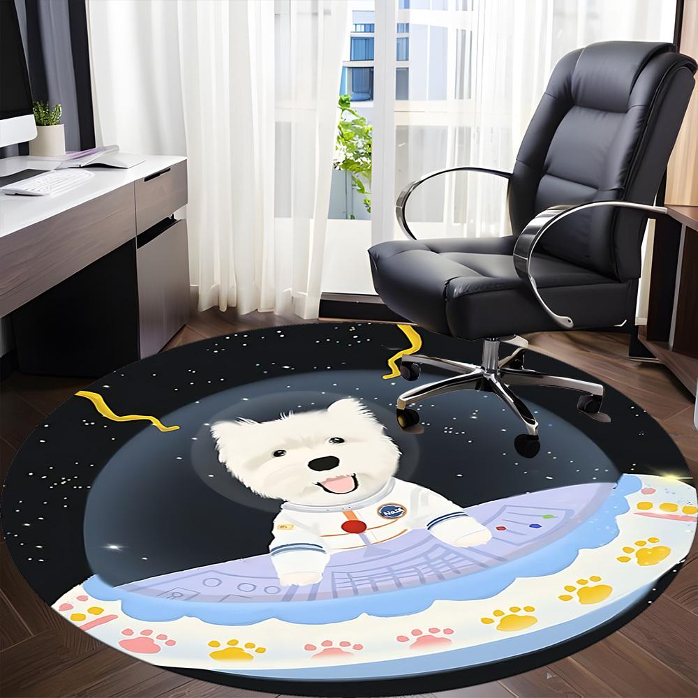 1PC Space Pup Office Round Area Rug,  Mat Suitable ForOffice, Under Office Chairs Bedroom Living Room Home Decor, Room Deco