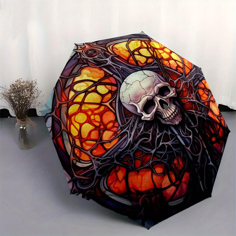 Stained Glass Skull Art Wall Decor Umbrella Day Gift Y258