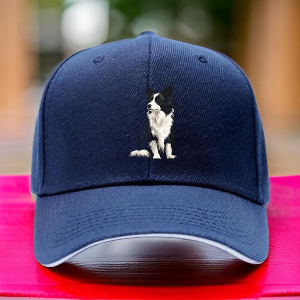 Border Collie Dog Print Polyester Trucker Hat Adjustable Hiking Baseball Cap Casual Outdoor Headwear
