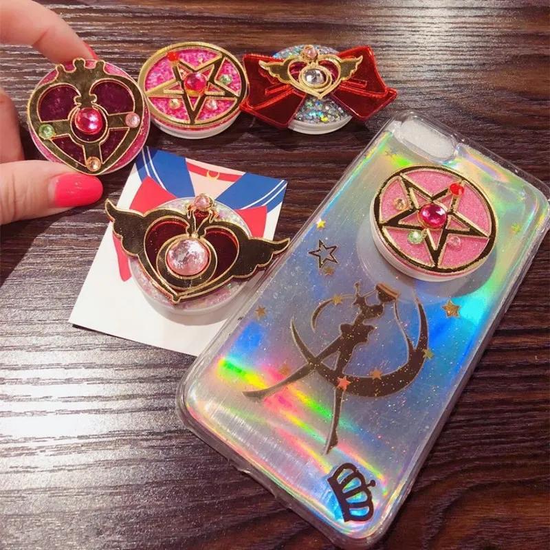 Cute Anime Japan Star SAILORS MOONS Scepter Finger Ring Grip Tok Pocket Socket Phone Holder Expanding Stand For iPhone Samsung