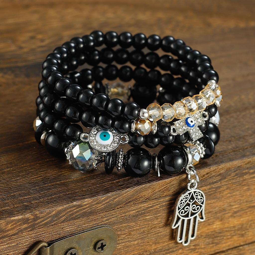 Богемный бисер ручной работы многослойный 4 шт./комплект подарочный крестик для отпуска декор для вечеринки браслеты для женщин бисер браслеты набор изящные ювелирные изделия